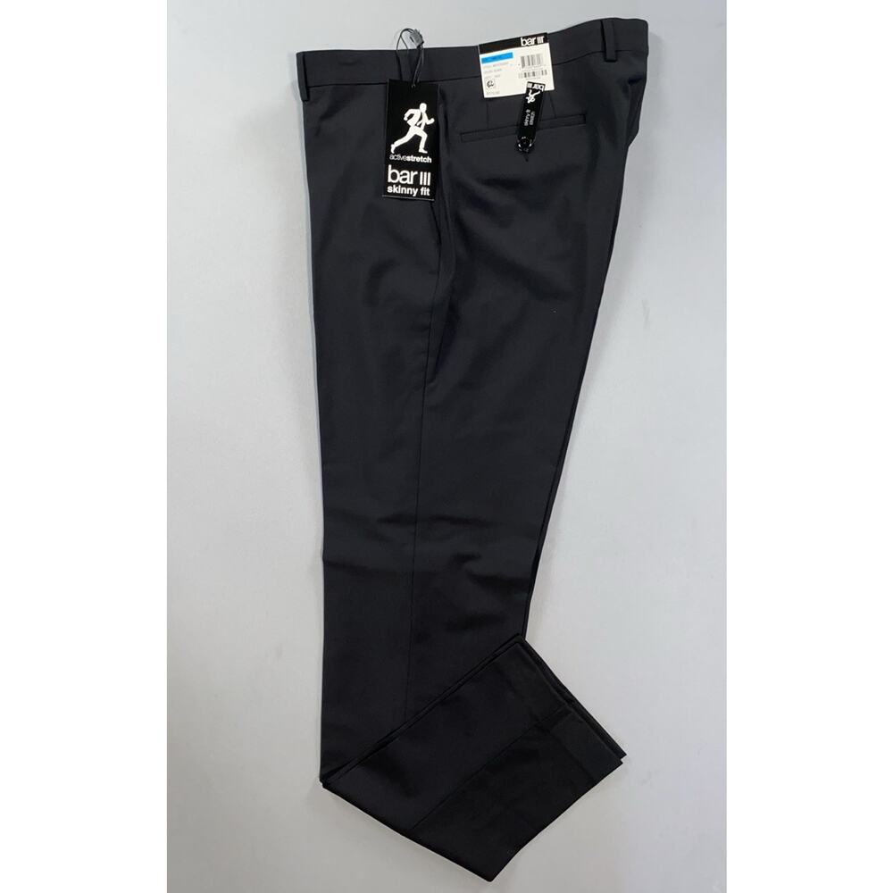 Bar III Active Stretch Skinny Fit Poly-Wool Dress Pants in Black. Men's 36X34.